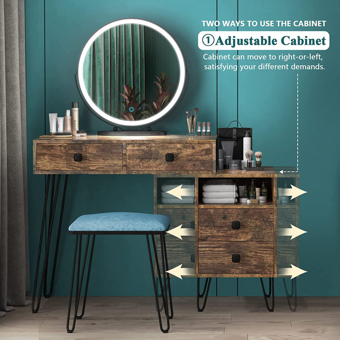 Corrigan Studio® Cheneyville Vanity Set with Stool and Mirror & Reviews